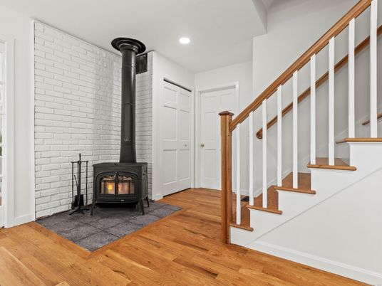 Fireplace, Interior, Recessed Lighting, Wood Texture Flooring