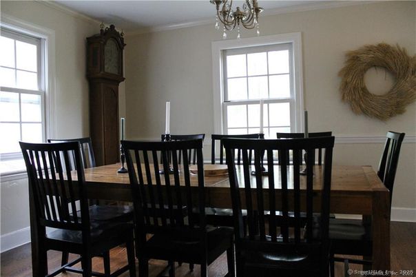 Chandelier, Dining room, Interior, Wood Texture Flooring