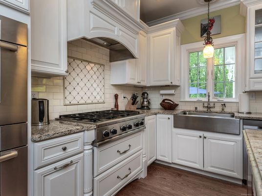 Interior, Kitchen, Pendant Lights, Stainless Steel Appliances, Wood Texture Flooring
