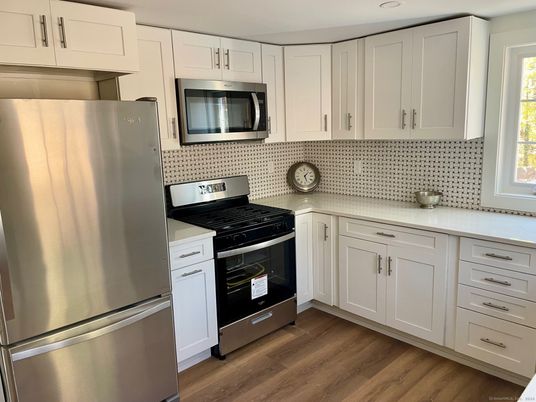 Interior, Kitchen, Stainless Steel Appliances, Wood Texture Flooring