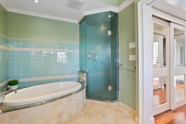 Bathroom, Glass Shower, Interior, Recessed Lighting