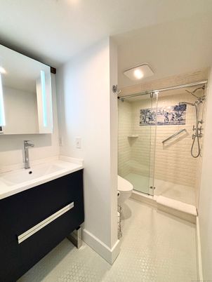 Bathroom, Glass Shower, Interior, Recessed Lighting