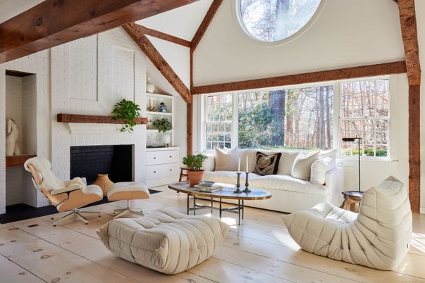 Fireplace, Interior, Living room, Wooden Beams, Wood Texture Flooring