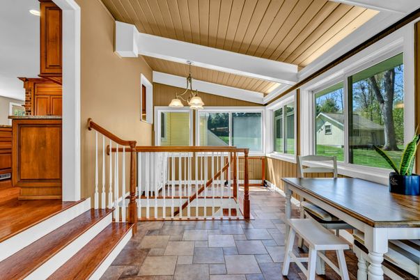Dining room, Interior, Pendant Lights, Wooden Ceilings