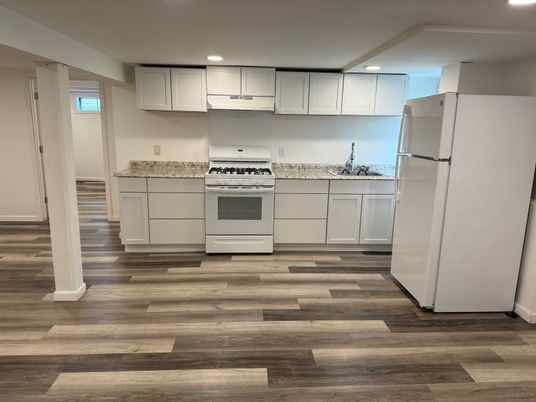 Interior, Kitchen, Recessed Lighting, Wood Texture Flooring