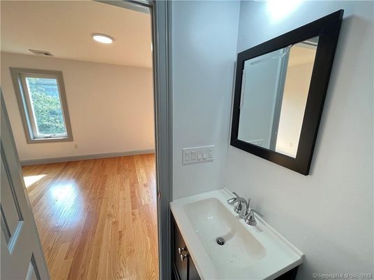 Bathroom, Interior, Recessed Lighting, Wood Texture Flooring