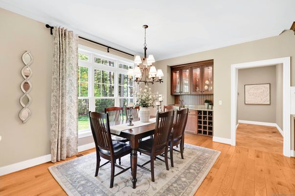Chandelier, Dining room, Interior, Wood Texture Flooring
