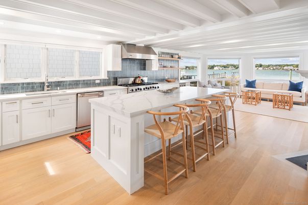 Interior, Kitchen, Living room, Recessed Lighting, Stainless Steel Appliances, Wood Texture Flooring