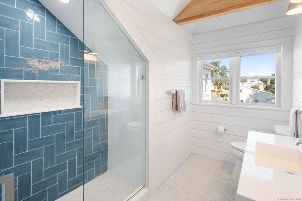 Bathroom, Glass Shower, Interior, Wooden Beams