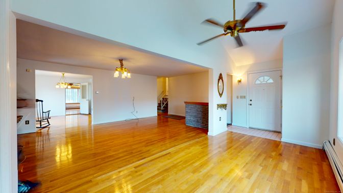 Chandelier, Empty room, Interior, Wood Texture Flooring