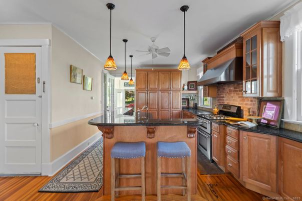 Interior, Kitchen, Pendant Lights, Recessed Lighting, Wood Texture Flooring