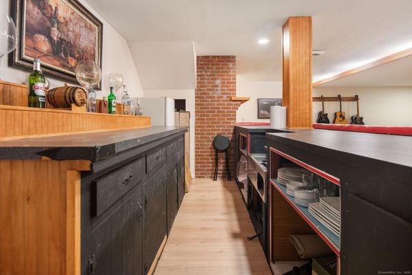 Interior, Recessed Lighting, Stone Walls, Wood Texture Flooring