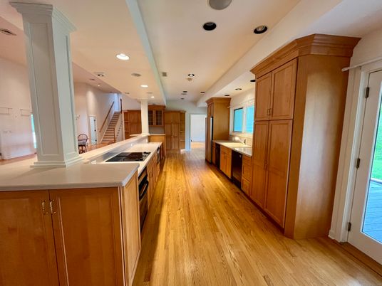 Interior, Kitchen, Recessed Lighting, Wood Texture Flooring