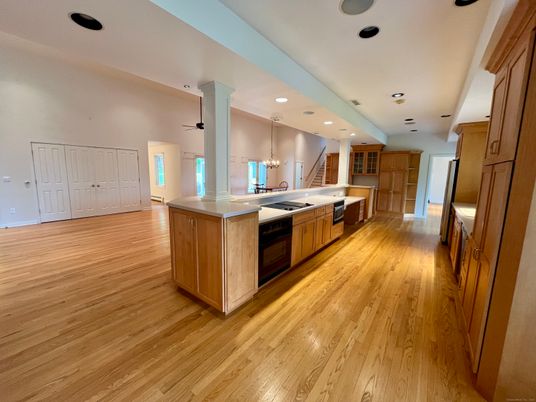 Interior, Kitchen, Recessed Lighting, Wood Texture Flooring
