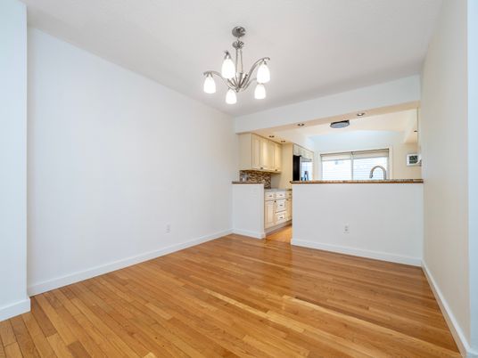 Empty room, Interior, Kitchen, Pendant Lights, Wood Texture Flooring