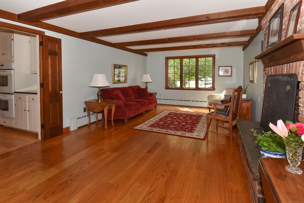 Fireplace, Interior, Living room, Wooden Beams, Wood Texture Flooring