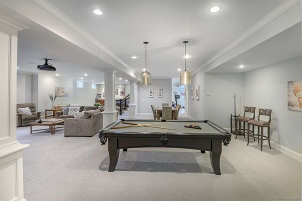 Billiard Table, Dining room, Game Room, Interior, Living room, Pendant Lights, Recessed Lighting