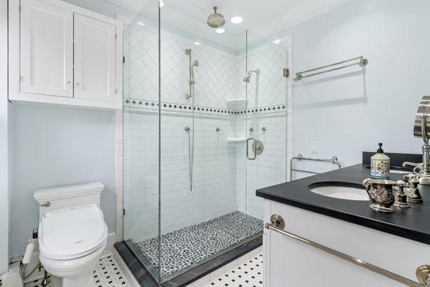 Bathroom, Dual Sink Vanities, Glass Shower, Interior, Recessed Lighting