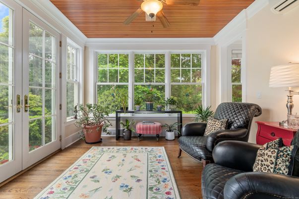 Home Office, Interior, Sun Room, Wooden Ceilings, Wood Texture Flooring