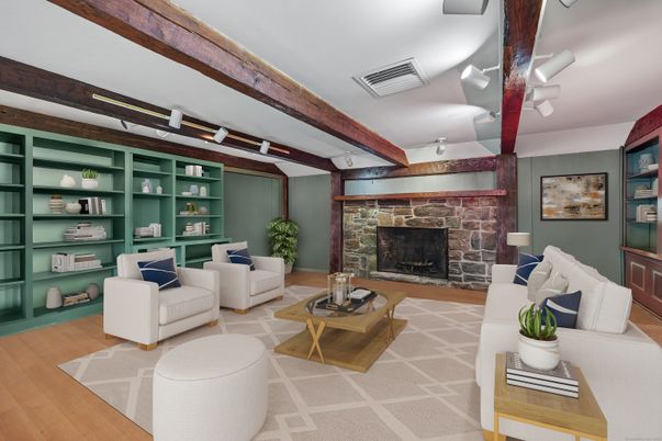 Fireplace, Interior, Living room, Wooden Beams, Wood Texture Flooring