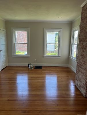 Empty room, Interior, Recessed Lighting, Stone Walls, Wood Texture Flooring