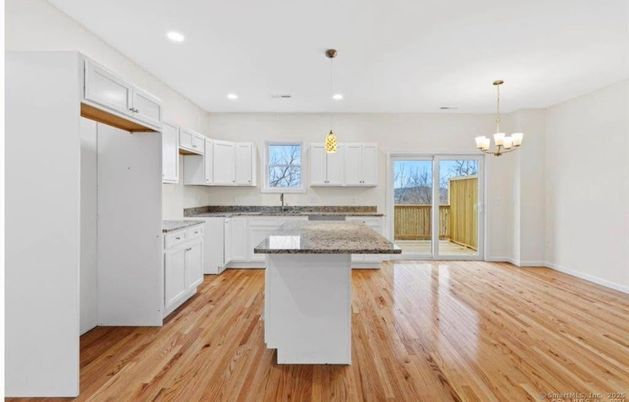 Chandelier, Interior, Kitchen, Pendant Lights, Recessed Lighting, Wood Texture Flooring