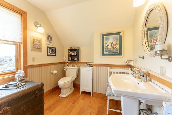 Bathroom, Interior, Tile Countertops, Wood Texture Flooring