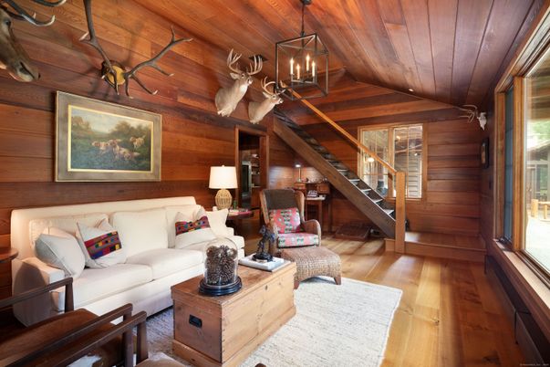 Interior, Living room, Pendant Lights, Wooden Ceilings, Wood Texture Flooring, Wooden Walls