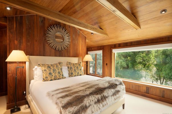 Bedroom, Interior, Recessed Lighting, Wooden Beams, Wooden Ceilings, Wooden Walls