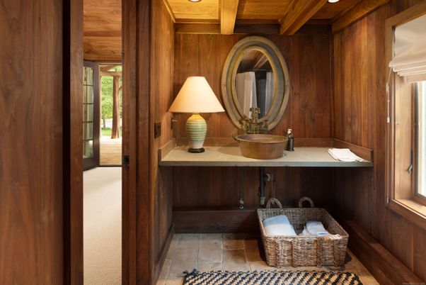 Bathroom, Interior, Recessed Lighting, Wooden Beams, Wooden Ceilings, Wooden Walls