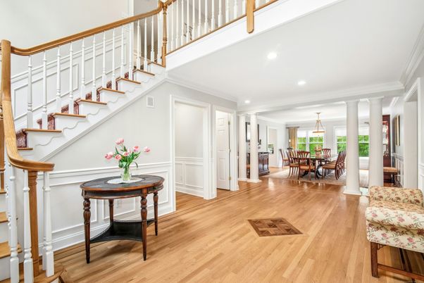 Dining room, Interior, Recessed Lighting, Wood Texture Flooring