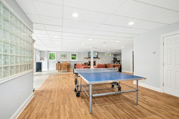 Game Room, Interior, Recessed Lighting, Wood Texture Flooring