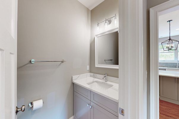 Bathroom, Interior, Pendant Lights, Wood Texture Flooring