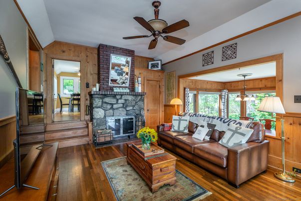 Fireplace, Interior, Living room, Wood Texture Flooring, Wooden Walls