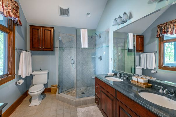 Bathroom, Dual Sink Vanities, Glass Shower, Interior