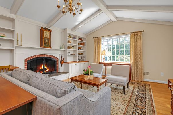 Chandelier, Fireplace, Interior, Living room, Wood Texture Flooring