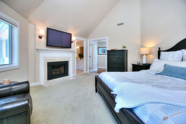 Bedroom, Fireplace, Interior