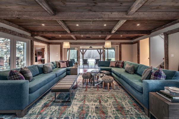 Interior, Living room, Recessed Lighting, Wooden Beams, Wooden Ceilings