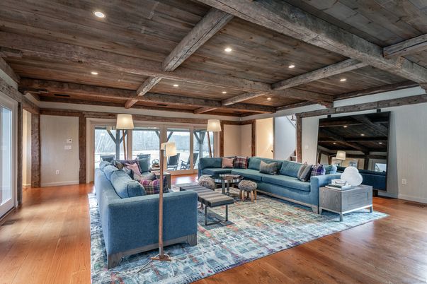 Interior, Living room, Recessed Lighting, Wooden Beams, Wooden Ceilings, Wood Texture Flooring