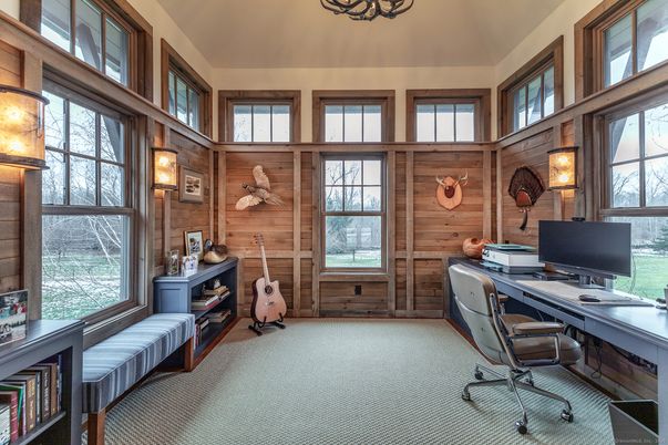 Home Office, Interior, Wooden Walls