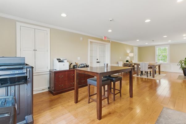 Dining room, Interior, Kitchen, Recessed Lighting, Wood Texture Flooring