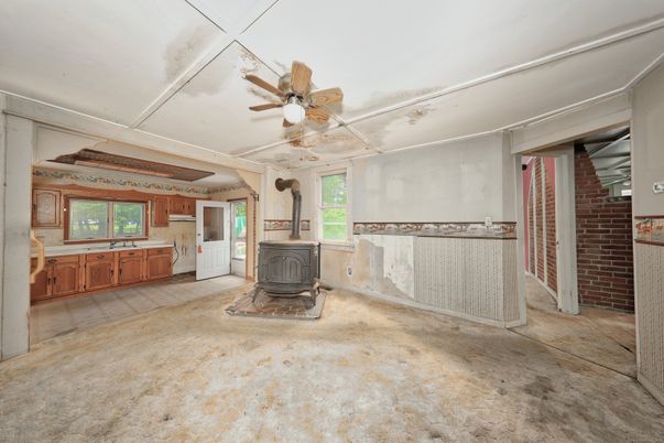 Empty room, Fireplace, Interior, Stone Walls