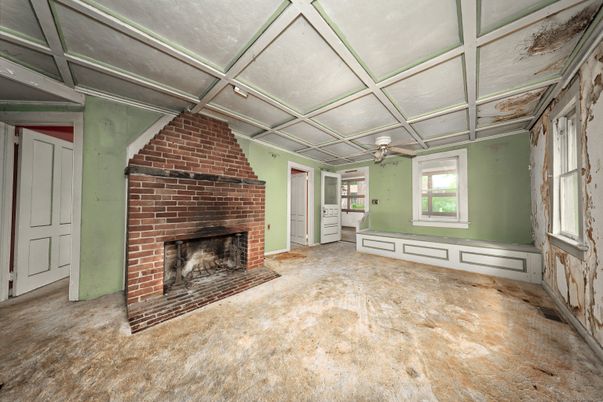 Empty room, Fireplace, Interior, Stone Walls