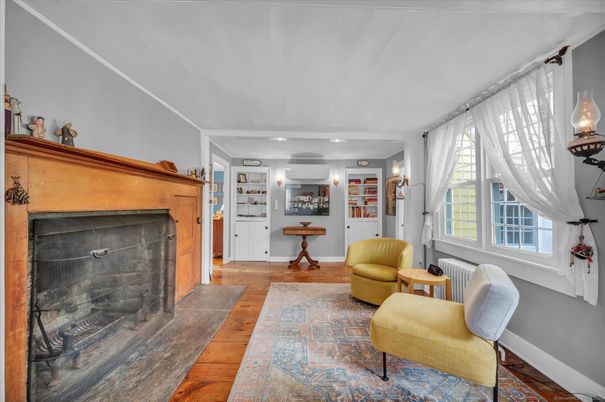 Fireplace, Interior, Recessed Lighting, Wood Texture Flooring