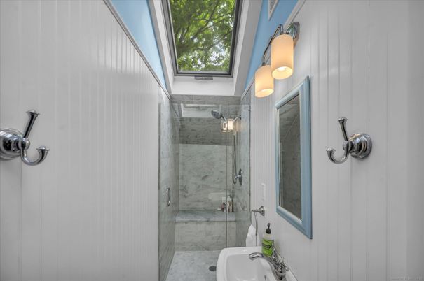 Bathroom, Glass Shower, Interior, Marble Walls