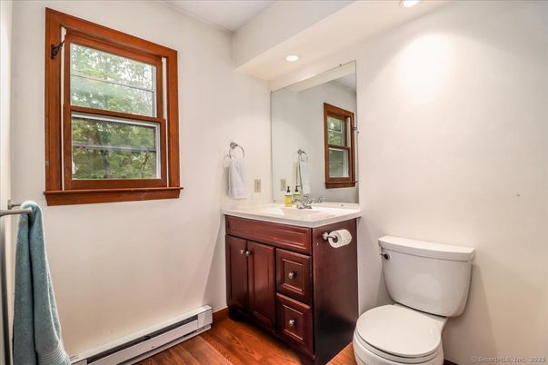 Bathroom, Interior, Recessed Lighting, Wood Texture Flooring