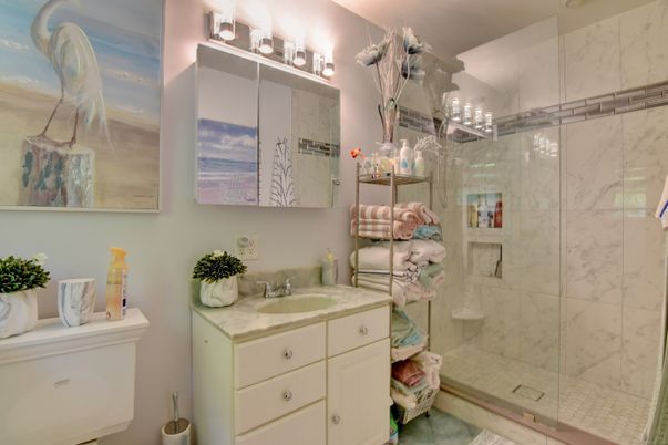 Bathroom, Glass Shower, Interior, Marble Walls