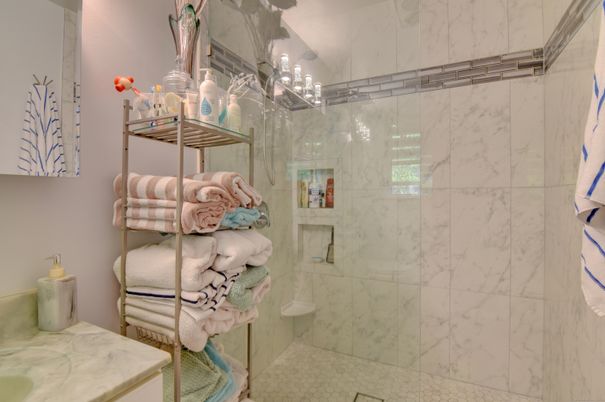 Bathroom, Glass Shower, Interior, Marble Walls