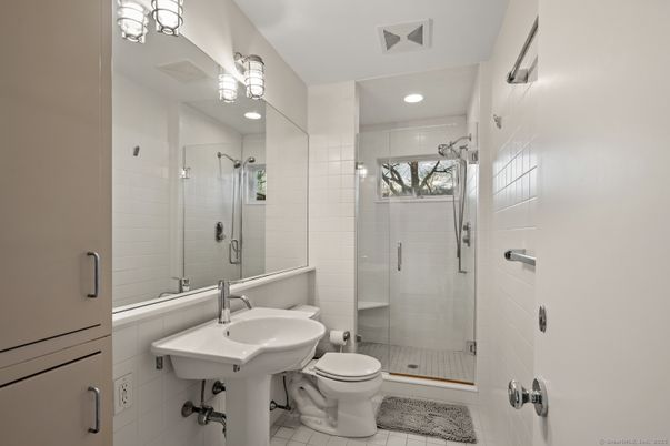 Bathroom, Glass Shower, Interior, Recessed Lighting