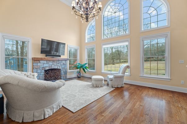 Chandelier, Fireplace, Interior, Living room, Wood Texture Flooring